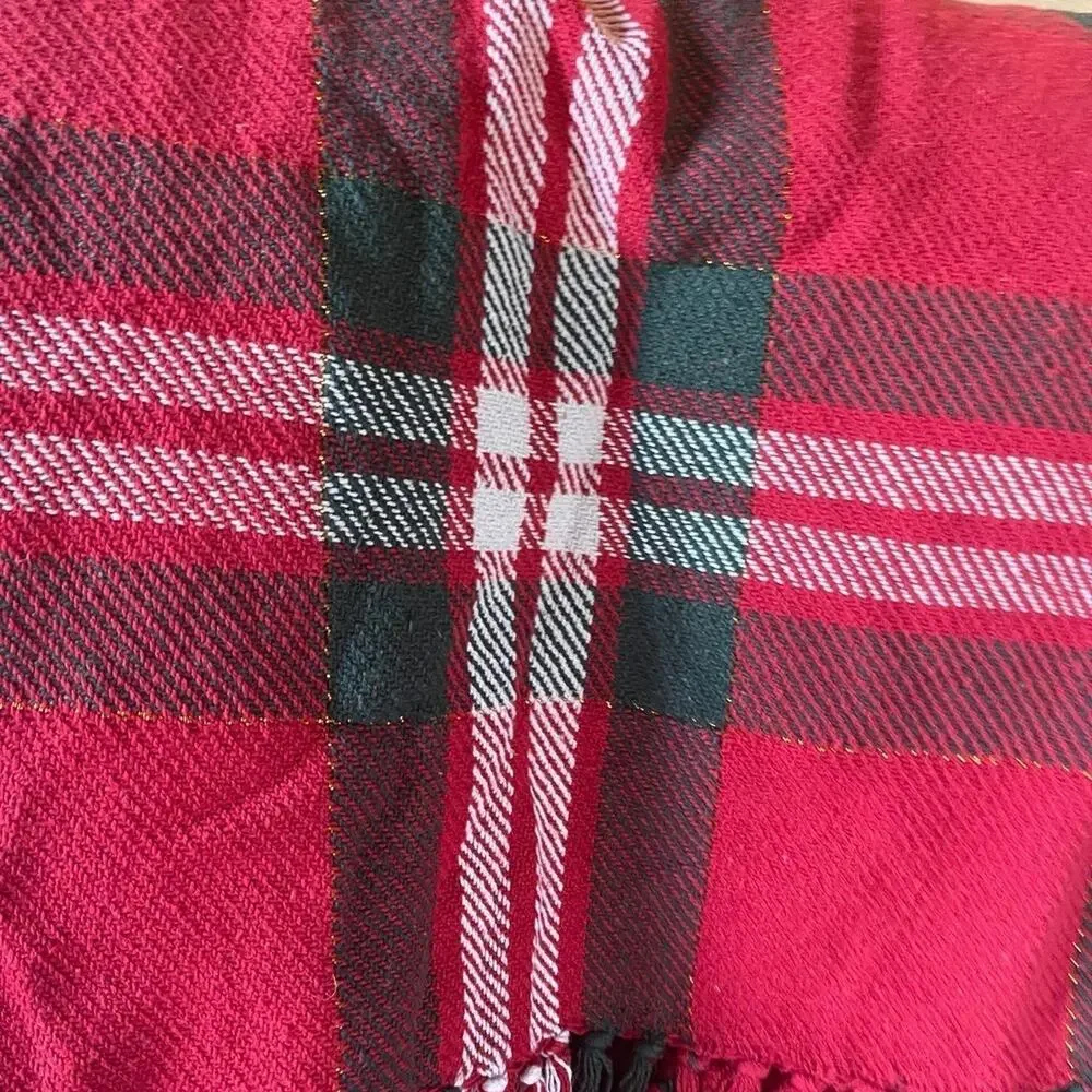 Red plaid cotton throw blanket holiday